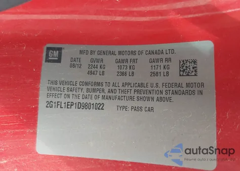 2013 Chevrolet Camaro Zl1 z USA, uszkodzony, nr VIN 2G1FL1EP1D9801022